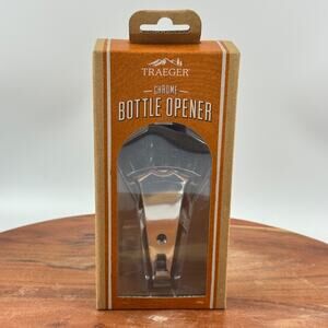 TRAEGER Chrome Wall or Grill Hopper Mount Bottle Opener with Utility Hook NEW